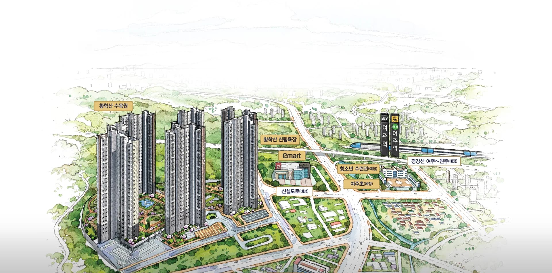 여주역 대광로제비앙 더센텀 단지 전경 조감도